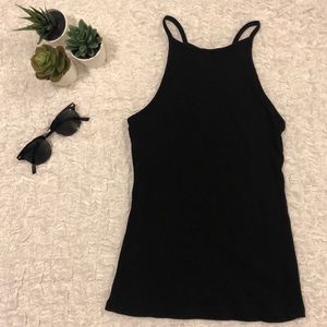 Ribbed High Neck Tank Top